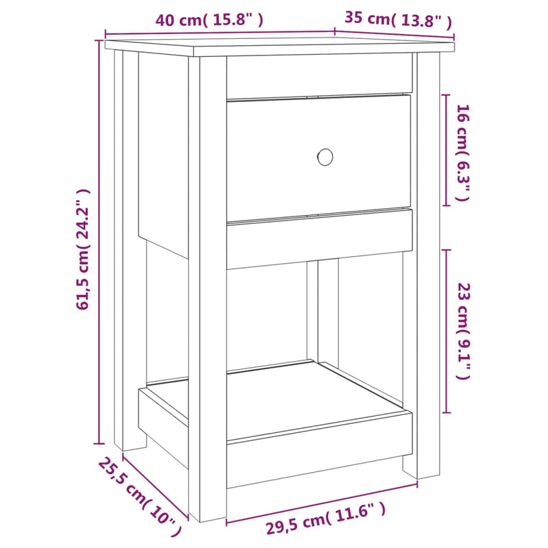 Nattbord 40x35x61,5 cm heltre furu