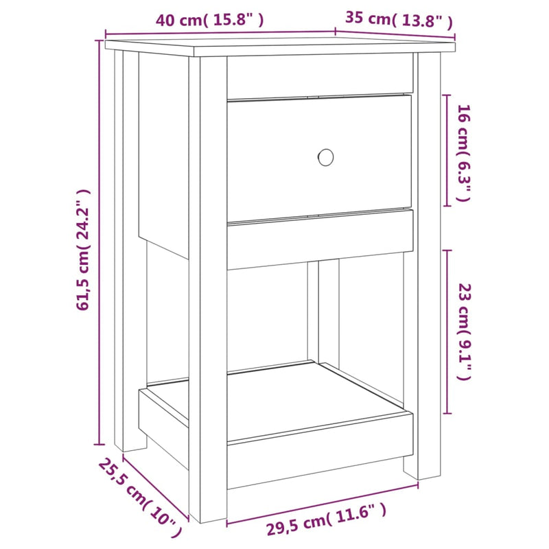 Nattbord 2 stk 40x35x61,5 cm heltre furu