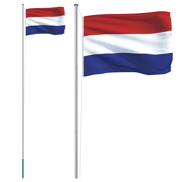 Nederlandsk flagg og stang 6,23 m aluminium