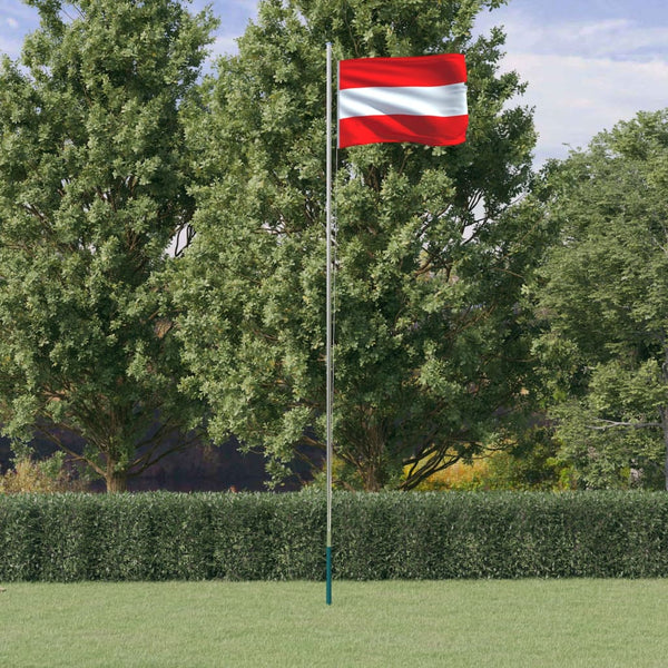 Østerriksk flagg og stang 6,23 m aluminium