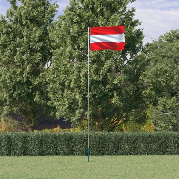 Østerriksk flagg og stang 5,55 m aluminium