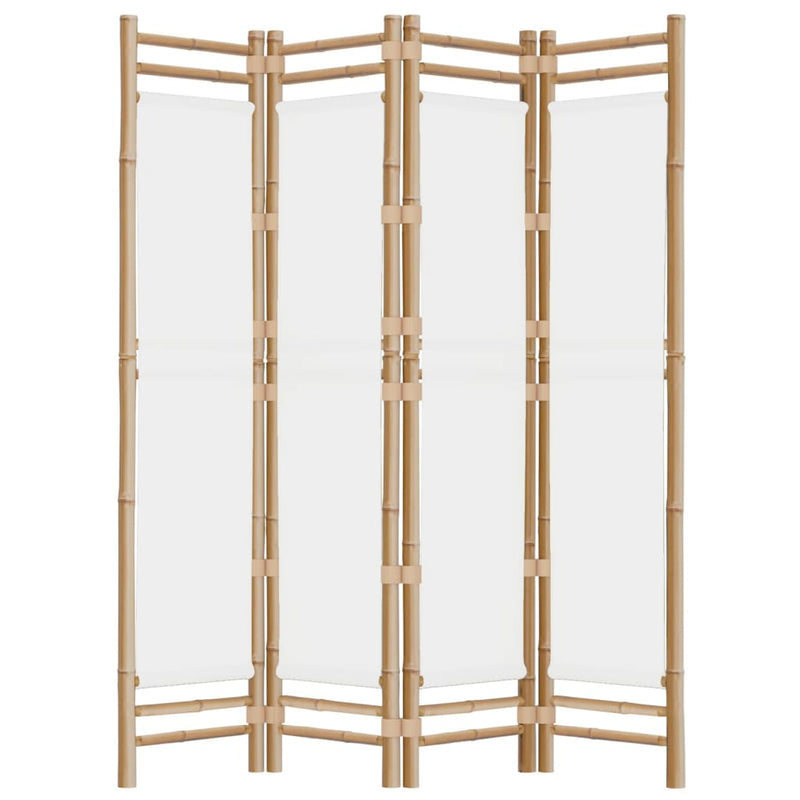 Sammenleggbar romdeler 4 paneler 160 cm bambus og lerret