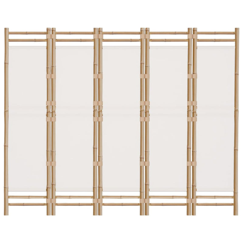 Sammenleggbar romdeler 5 paneler 200 cm bambus og lerret