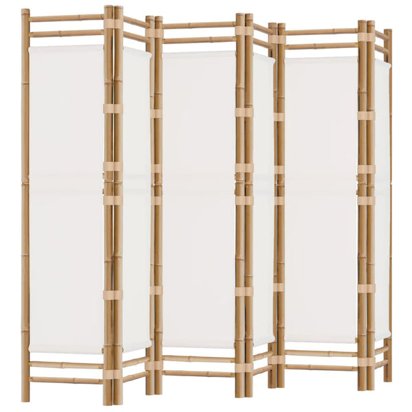 Sammenleggbar romdeler 6 paneler 240 cm bambus og lerret