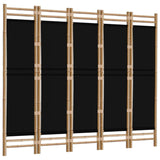 Sammenleggbar romdeler 5 paneler 200 cm bambus og lerret