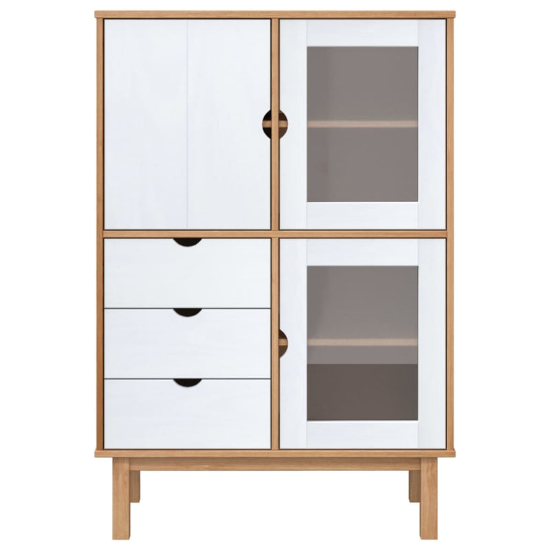 Highboard OTTA brun og hvit 85x43x125 cm heltre furu