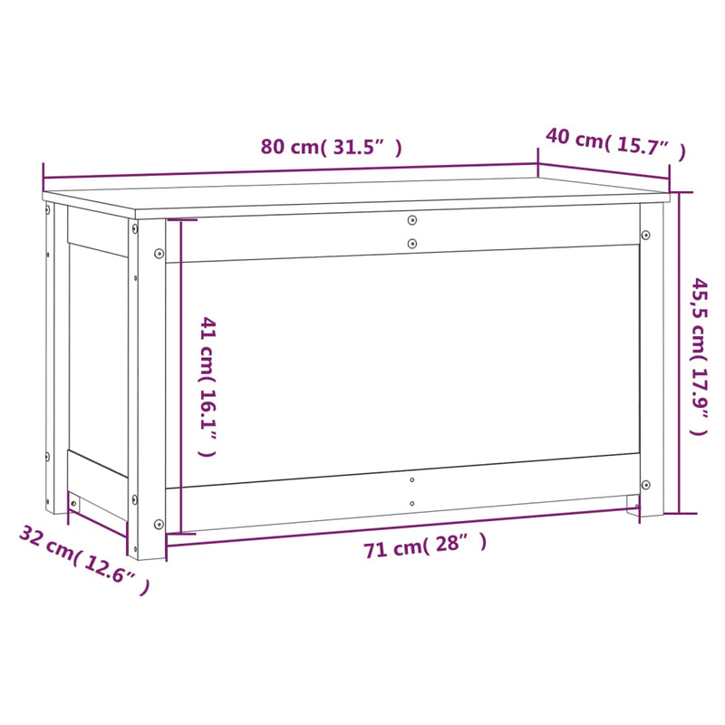 Putekasse hvit 80x40x45,5 cm heltre furu