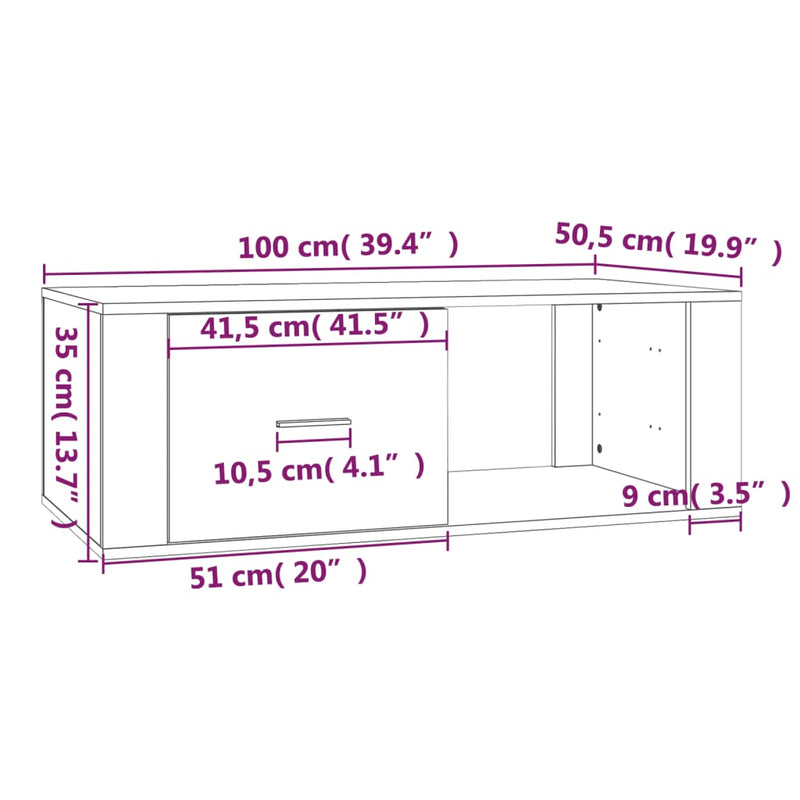 Salongbord brun eik 100x50,5x35 cm konstruert tre