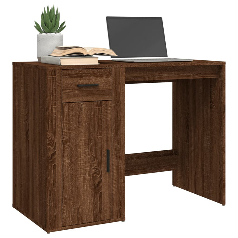 Skrivebord brun eik 100x49x75 cm konstruert tre