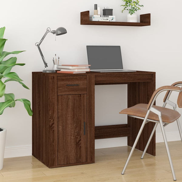 Skrivebord brun eik 100x49x75 cm konstruert tre