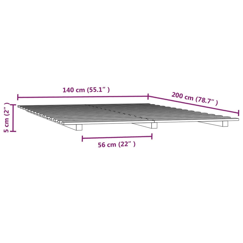 Sengeramme 140x200 cm heltre furu