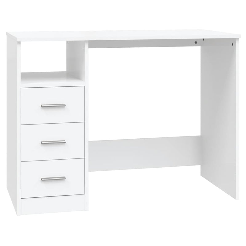 Skrivebord høyglans hvit 102x50x76 cm konstruert tre
