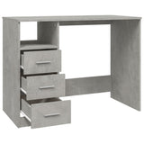 Skrivebord med skuffer betonggrå 102x50x76 cm konstruert tre