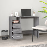 Skrivebord med skuffer grå sonoma 102x50x76 cm konstruert tre