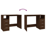 Skrivebord med skuffer brun eik 102x50x76 cm konstruert tre