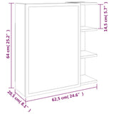 Baderomsskap med speil brun eik 62,5x20,5x64cm konstruert tre