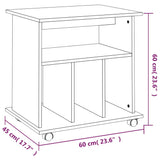 Rulleskap brun eik 60x45x60 cm konstruert tre