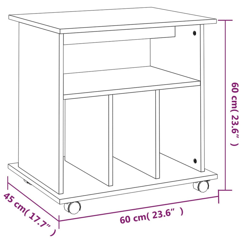 Rulleskap brun eik 60x45x60 cm konstruert tre