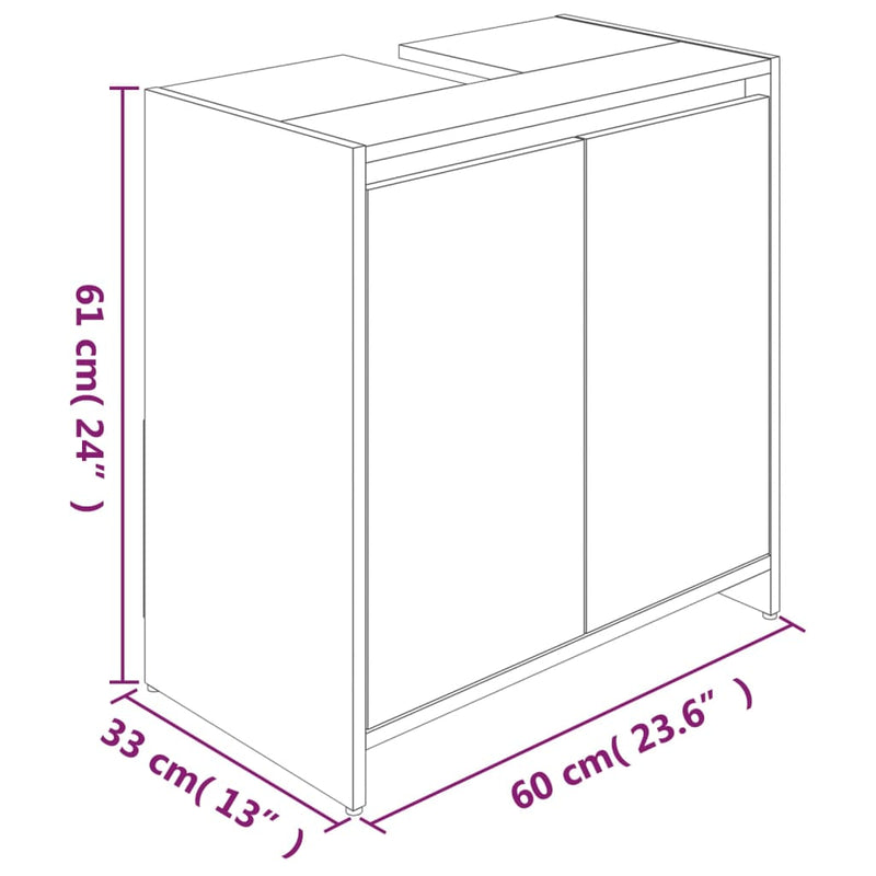 Baderomsskap røkt eik 60x33x61 cm konstruert tre