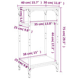 Sidebord svart 40x30x75 cm konstruert tre