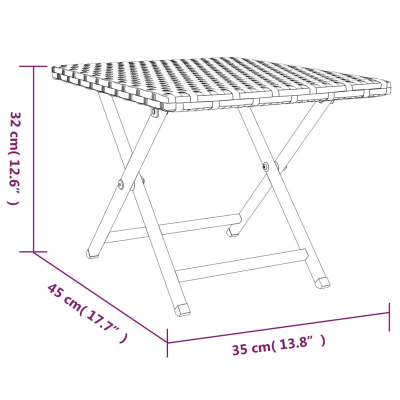 Sammenleggbart bord svart 45x35x32 cm polyrotting