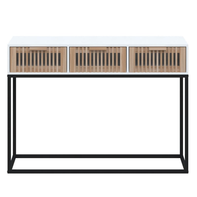 Konsollbord hvit 105x30x75 cm konstruert tre og jern