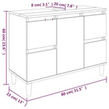 Servantskap grå eik 80x33x60 cm konstruert tre