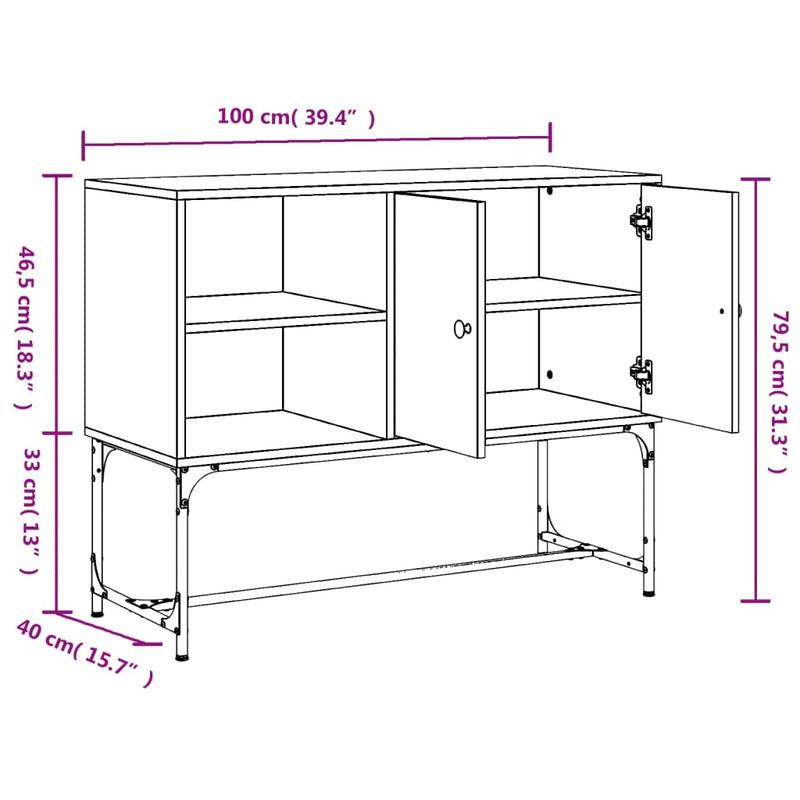 Skjenk svart 100x40x79,5 cm konstruert tre