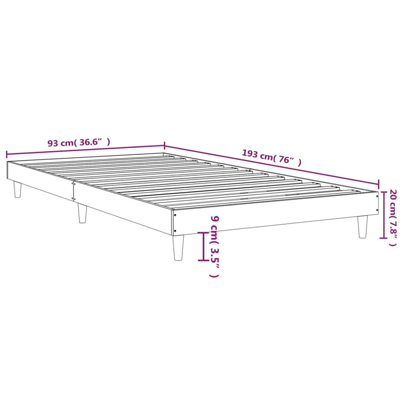 Sengeramme sonoma eik 90x190 cm konstruert tre