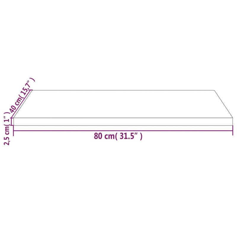 Bordplate 80x40x2,5 cm heltre furu rektangulær