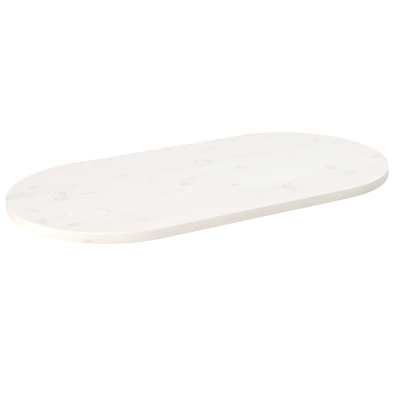 Bordplate hvit 110x55x2,5 cm heltre furu oval