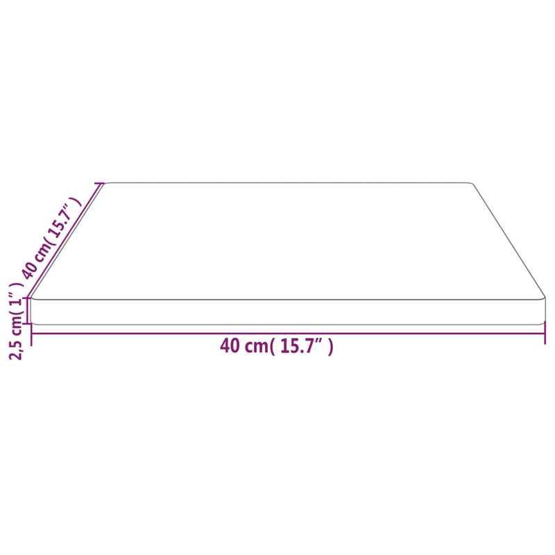 Bordplate 40x40x2,5 cm heltre furu rektangulær