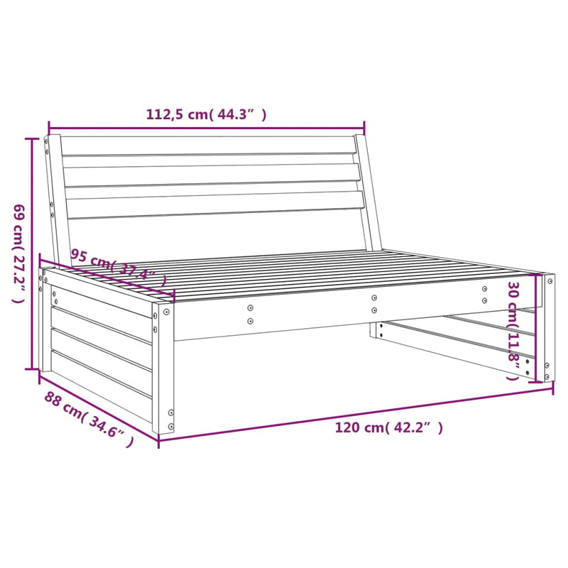 Utendørs midtsofa 120x80 cm impregnert furu