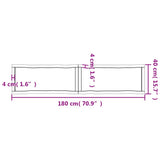 Bordplate 180x40x(2-6) cm ubehandlet heltre eik naturlig kant