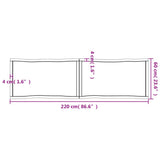 Bordplate 220x60x(2-4) cm ubehandlet heltre eik naturlig kant