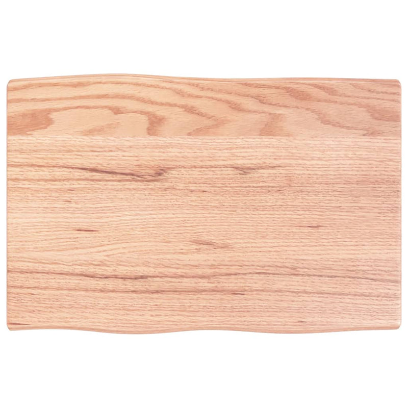 Bordplate lysebrun 60x40x2cm behandlet heltre eik naturlig kant