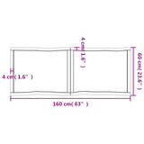 Bordplate lysebrun 160x60x(2-6)cm behandlet heltre naturlig