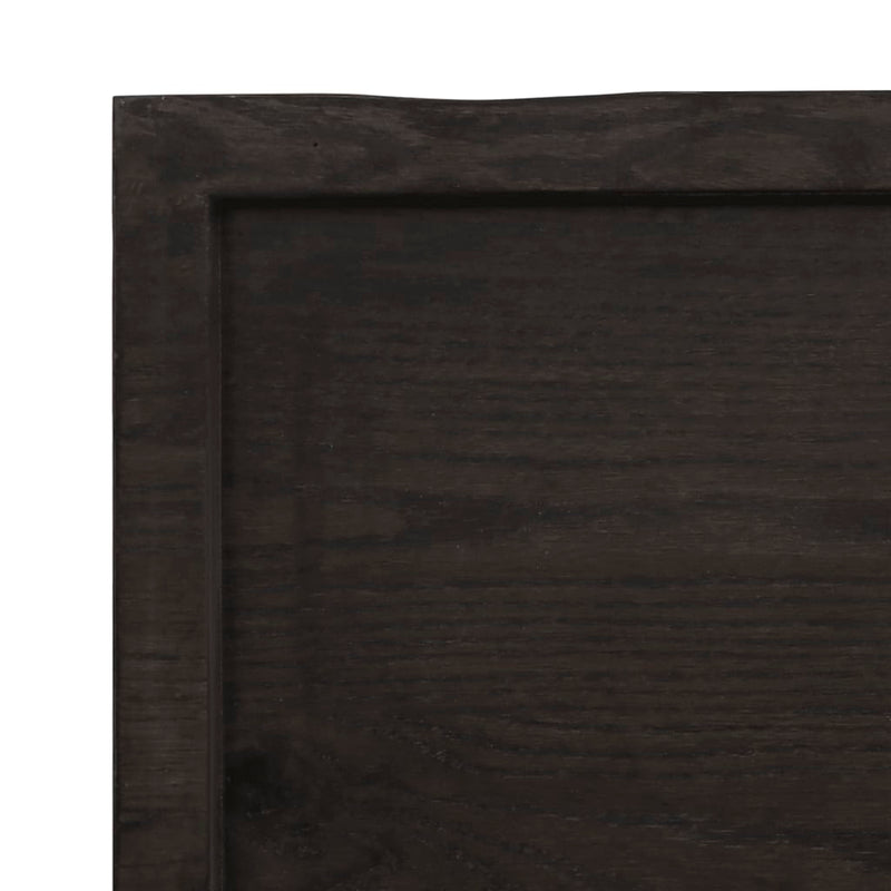Bordplate mørkegrå 120x40x4 cm behandlet eik naturlig kant