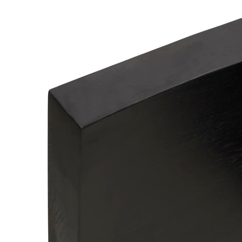 Bordplate mørkegrå 140x40x6 cm behandlet eik naturlig kant