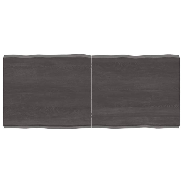 Bordplate mørkegrå 140x60x4 cm behandlet eik naturlig kant