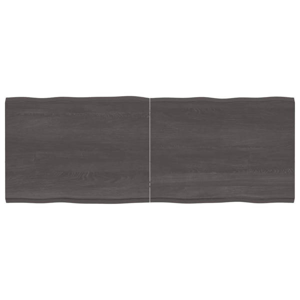 Bordplate mørkegrå 160x60x4 cm behandlet eik naturlig kant