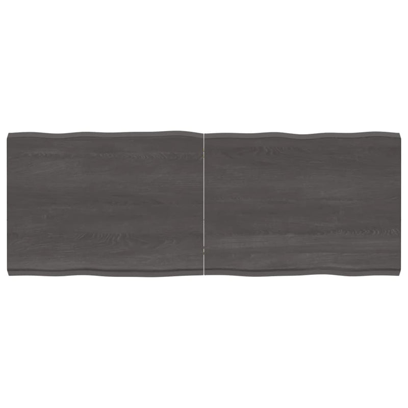 Bordplate mørkegrå 160x60x6 cm behandlet eik naturlig kant