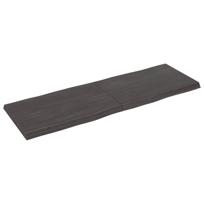Bordplate mørkegrå 180x60x6 cm behandlet eik naturlig kant
