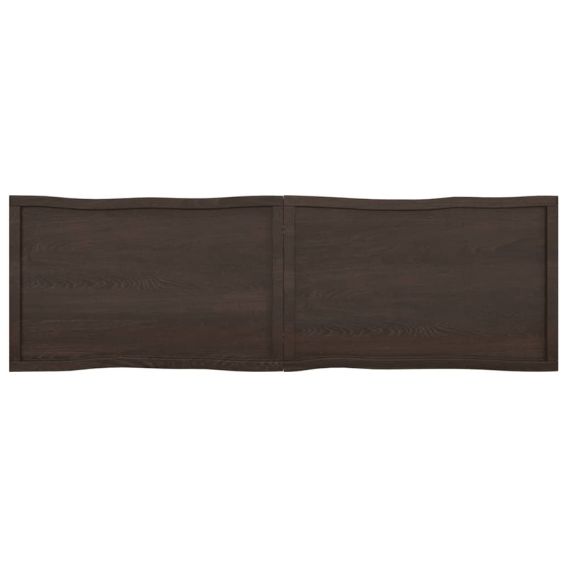 Bordplate mørkegrå 200x60x6 cm behandlet eik naturlig kant