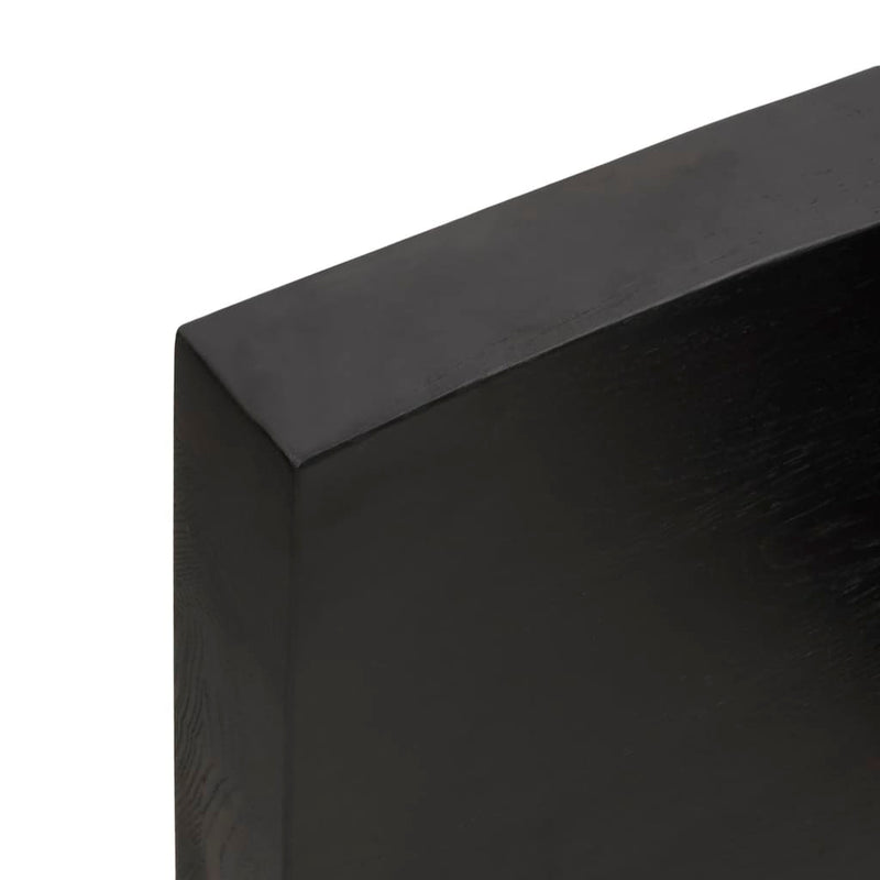 Bordplate mørkegrå 220x40x6 cm behandlet eik naturlig kant