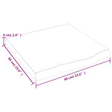 Bordplate 60x60x(2-6) cm ubehandlet heltre eik