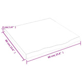 Bordplate lysebrun 60x60x(2-4) cm behandlet heltre eik