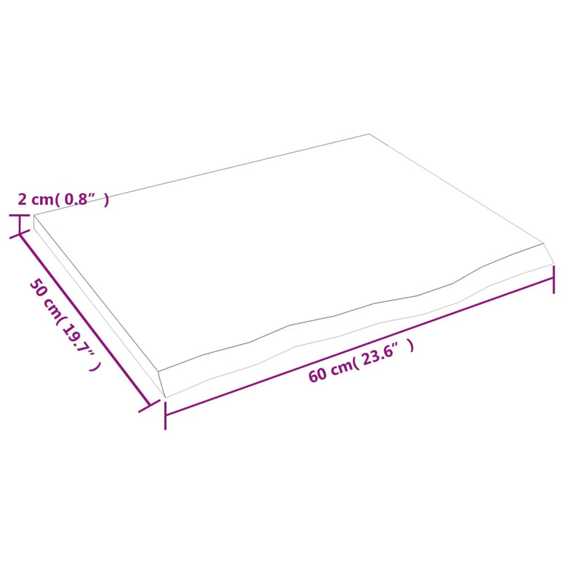 Bordplate mørkebrun 60x50x2 cm behandlet heltre eik