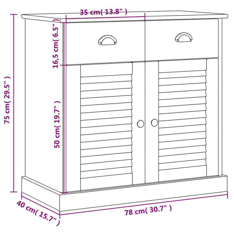 Skjenk med skuffer VIGO 78x40x75 cm heltre furu