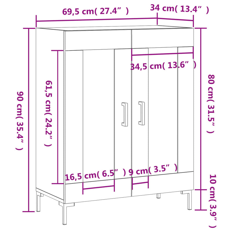 Skjenk betonggrå 69,5x34x90 cm konstruert tre